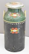 Aluminium vintage milk churn with bargeware decoration, marked Dunfords Dairy, Warminster, Bristol