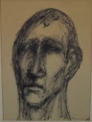 Simcock pen sketch abstract portrait of a man, signed and dated 1961 lower right, 26 x 18.5cm, in