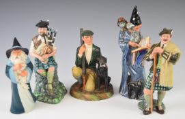 Royal Doulton character figures comprising The Laird, The Gamekeeper, Gandalf, The Wizard and The