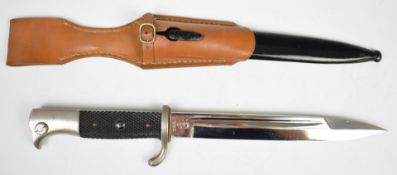 German WW2 copy dress bayonet with SS motif to grip, WKC to ricasso, 20cm blade, scabbard and