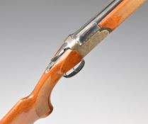 Lord 12 bore over and under shotgun with engraved lock, trigger guard, thumb lever, top plate and