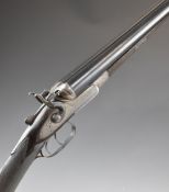 W W Greener 12 bore side by side hammer action shotgun with named and engraved lock, engraved