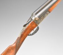 AYA 20 bore side by side shotgun with named and border engraved locks, border engraved underside,