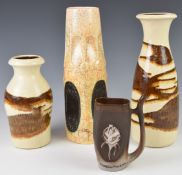 Collection of retro West German pottery vases and a ewer, tallest 31cm