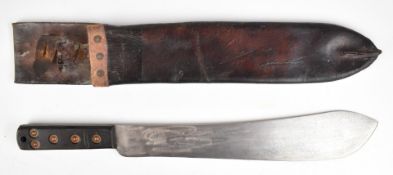 British Army Martindale machete number 227, the 14.5cm  blade marked with broad arrow and KE 8277