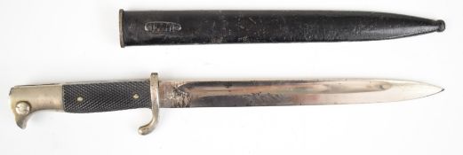 German KS98 pattern bayonet with chequered grip, WKC maker's mark to ricasso, 25cm fullered blade