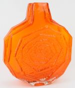 Geoffrey Baxter for Whitefriars Banjo vase in tangerine orange, 32cm tall