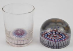 Two Old English glass paperweights possibly Richardsons, one in the form of a drinking glass and