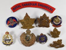 Ten Canadian badges including Royal Highlanders, 5th Western Cavalry, 43rd Highlanders and 48th