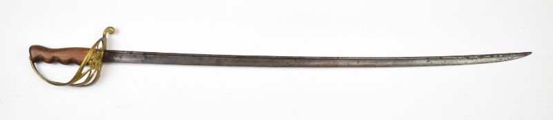 Continental sword with wooden grip, Gothic style hilt with East India Company motif and 74cm
