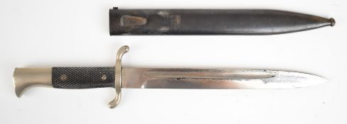 German WW2 fireman's bayonet with S shaped crosspiece, chequered grip, 25cm fullered blade and