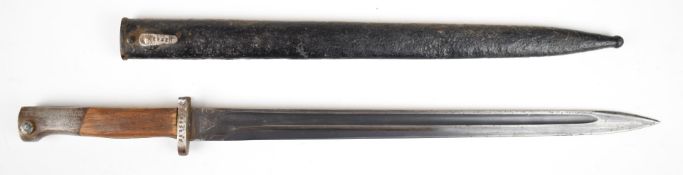 Yugoslavia 1924 pattern bayonet with part muzzle ring, 1261998 to crosspiece, BT3 to ricasso, 38cm