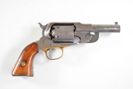 Italian Remington .44 six-shot single action revolver with brass trigger guard, wooden grips and 4