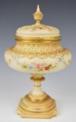 Royal China Works, Worcester pedestal covered pot pourri, shape 1008, height 26cm