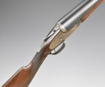 AYA Model 2 12 bore side by side sidelock ejector shotgun with named and engraved hand detachable