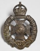 British Army Rifle Brigade metal badge with last battle honours dating from the Boer War