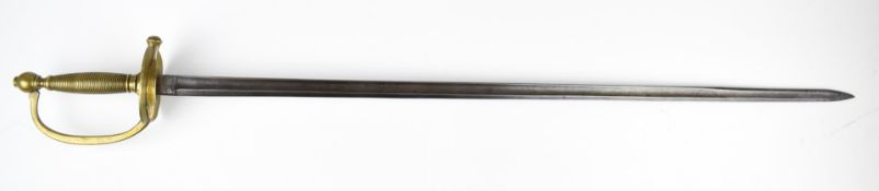 American Civil War 1840 pattern NCOs sword with brass guard, knucklebrow and grip and 80cm