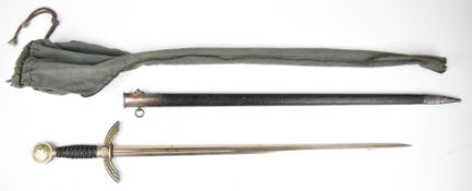German WW2 Third Reich Nazi Luftwaffe dress sword with wire bound grip, Eikhorn to ricasso, 67cm