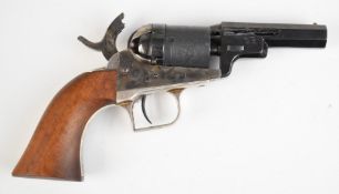 Deactivated Uberti & Co Colt style .31 six-shot single action revolver with engraved scenes of