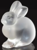 Lalique frosted glass rabbit, signed 'Lalique France' to base, 6.5cm tall.