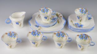 Shelley tea ware decorated in the Blue Syringa pattern, approximately twenty pieces