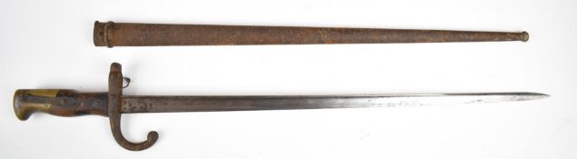 French Gras 1874 pattern bayonet with manufacture date 1879 to T form 52cm blade, serial number