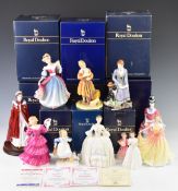 A collection of Royal Doulton, Royal Worcester and Rockingham figurines including limited edition