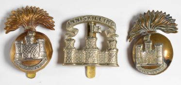 British Army cap badges including the Inniskilling and Inniskilling Fusiliers