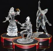 A set of three Swarovski Crystal glass Collector's Society Masquerade figures, Columbine,