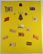 Thirteen early 20thC and WW1 fundraising paper pin flags including Church Army Hut War Fund,