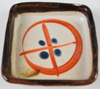 Studio pottery pin dish, probably John Maltby, signed verso, diameter 7cm