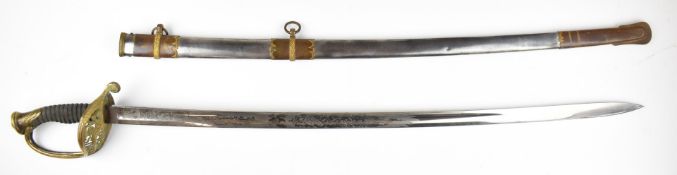 American Civil War 1850 pattern staff and field officer's sword with shagreen covered grip,