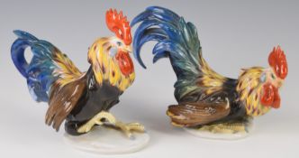 Rosenthal pair of cockerel figures, tallest 17cm
