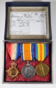 British Army WW1 trio comprising 1914/1915 Star, War Medal and Victory Medal named to 2464 Pte EP