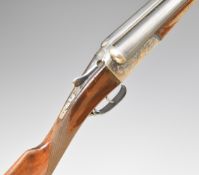 AYA Model 4 12 bore side by side ejector shotgun with named and border engraved locks, border