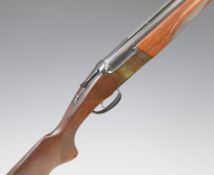 Baikal 27E-1C 12 bore over and under ejector shotgun with engraved lock, chequered semi-pistol