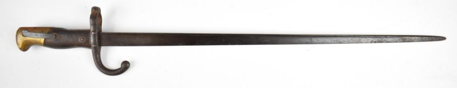 French 1874 grad bayonet with downswept quillon and 51cm T form blade, manufactured in 1876.