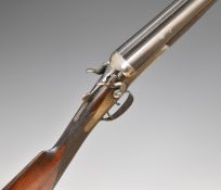 Charles Osbourne & Co of London 16 bore side by side hammer action shotgun with chequered grip and