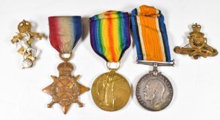 WW1 Artillery trio comprising 1914/1915 Star, War Medal and Victory Medal named to 1538 GNR E W