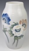 Bing and Grondahl vase decorated with flowers, height 25cm