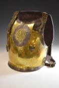 French brass and metal cuirass with leather fastenings, probably second Empire c1830