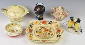 Royal Winton chintz bachelor's teapot decorated in the 'Summertime' pattern, Royal Doulton Art