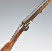 Belgian .410 single barrelled hammer action folding poacher's shotgun with chequered grip and forend