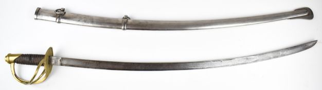 American Civil War 1860 pattern Cavalry Trooper's sword with leather and wire covered grip, US ABK