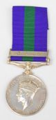 George VI General Service Medal with clasp for Malaya, named to 18037285 Pte R R Perera RPC (Royal
