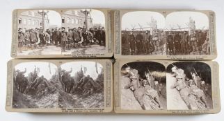 Seventy eight WW1 interest stereoscopic viewer cards by Realistic Travels, numbered between 3 and