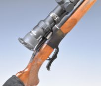 Ruger No.1 .223 falling block underlever rifle with chequered semi-pistol grip and forend, bi-pod,