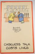 Fougasse (Cyril Kenneth Bird 1887-1965) original WW2 propaganda poster Careless Talk Costs Lives,