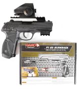Gamo PT-85 Blowback .177 CO2 air pistol with chequered composite grip and red/ green dot and red