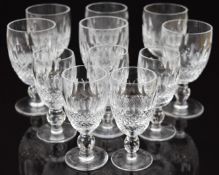 Eleven Waterford Crystal Colleen cut glass wine glasses,12.5 and 11cm tall.